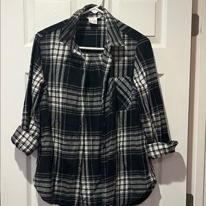 beachlunchlounge Black and White Plaid Button Down Shirt